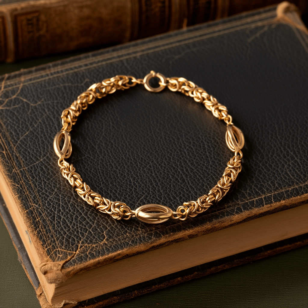 Pulseira Malha Virolinha com Rocas em Ouro 19kl (18.5cm) - Loja do Ouro