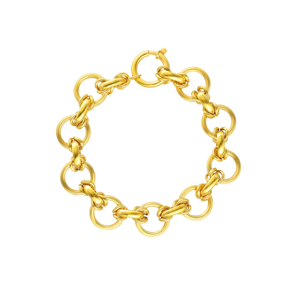 Pulsera Marquesa en oro 19kl con eslabones redondos (19cm) - Gold Store Premium