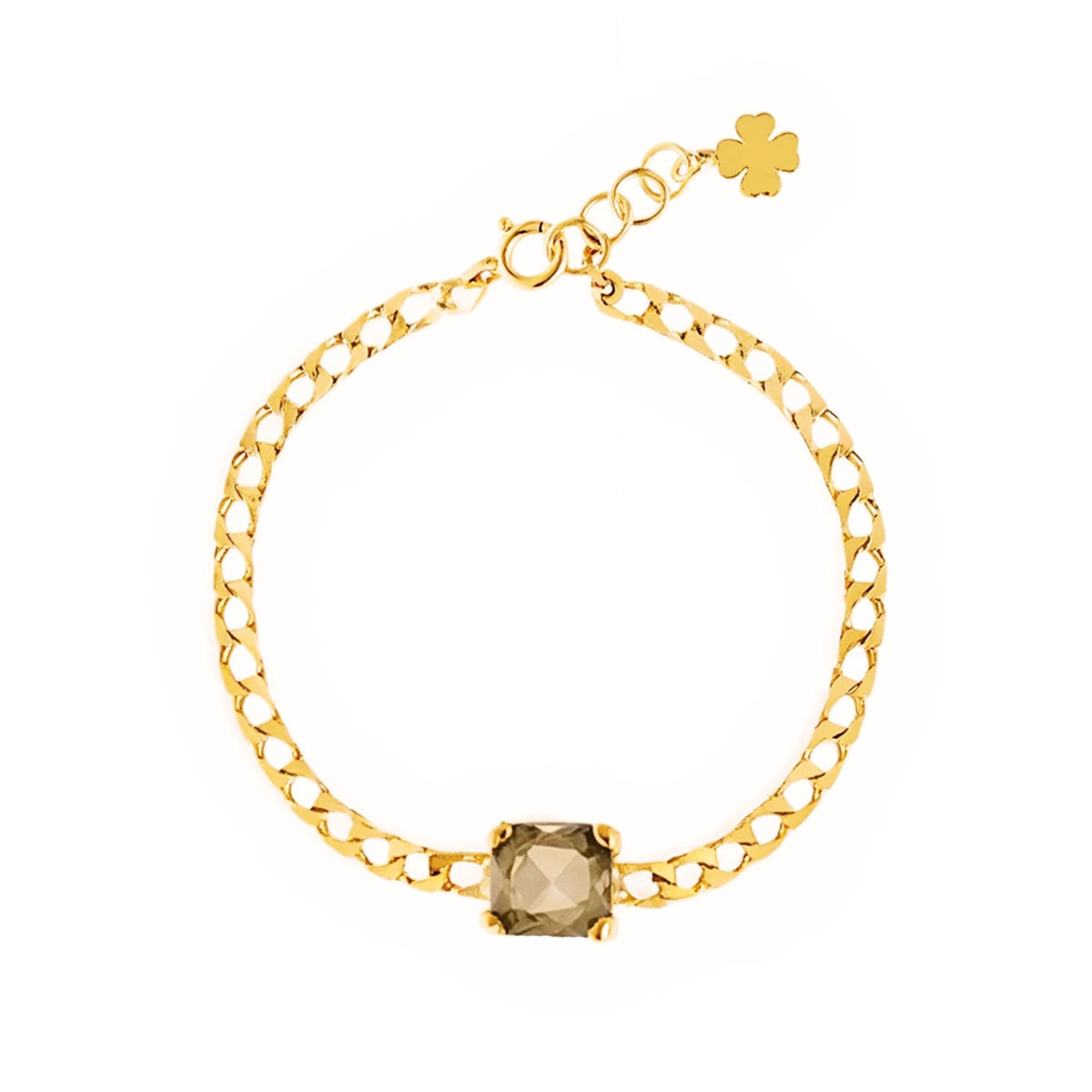 Pulsera Nefertiti en plata bañada en oro con circón marrón (18 cm) - Gold Store Premium