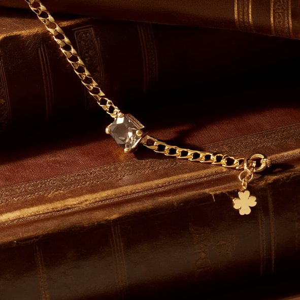 Pulsera Nefertiti en plata bañada en oro con circón marrón (18 cm) - Gold Store Premium