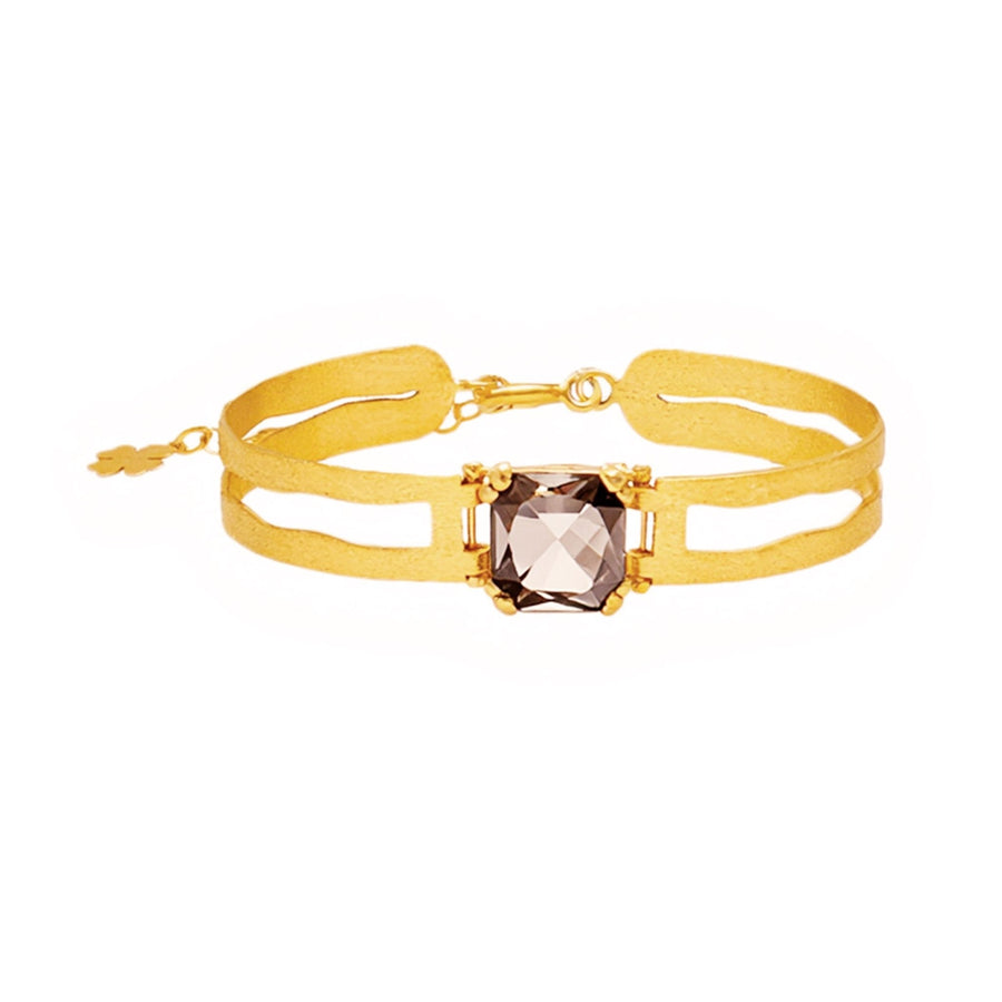 Pulsera Nefertiti en plata dorada con zircón marrón - Gold Store Premium
