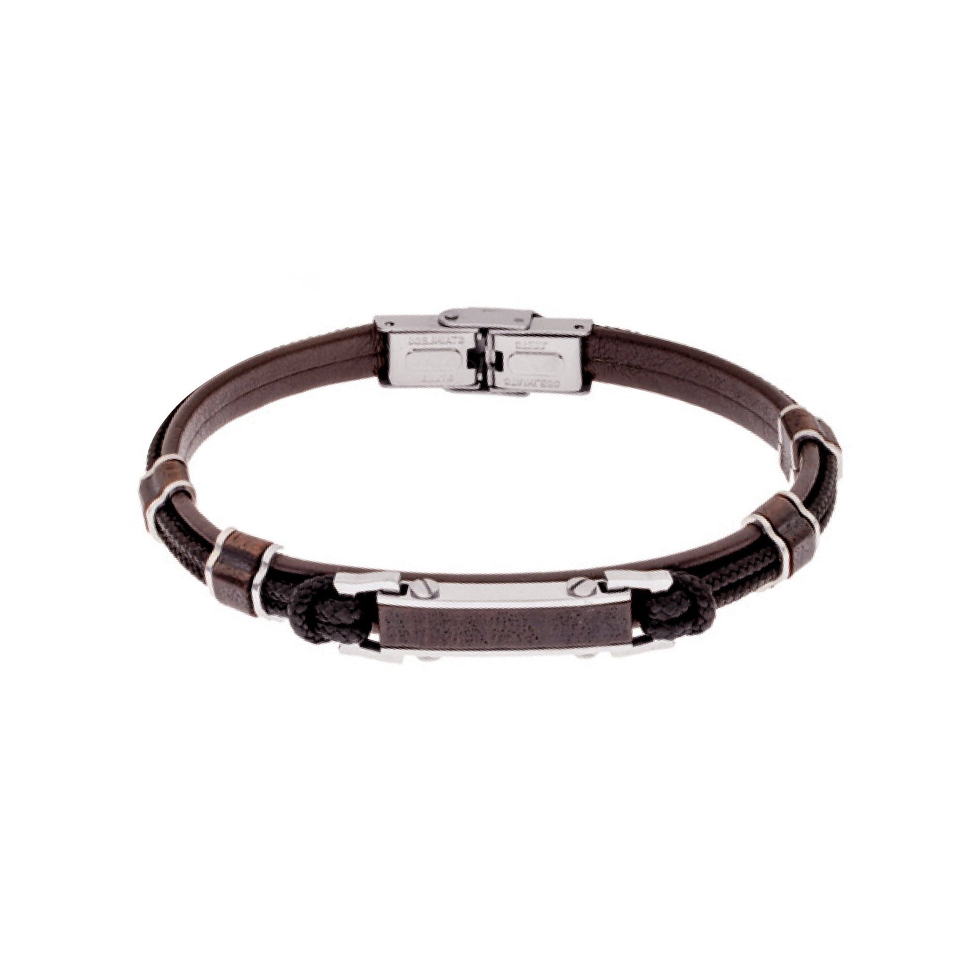 Pulseira Odin em Couro Castanho e Nylon - Loja do Ouro