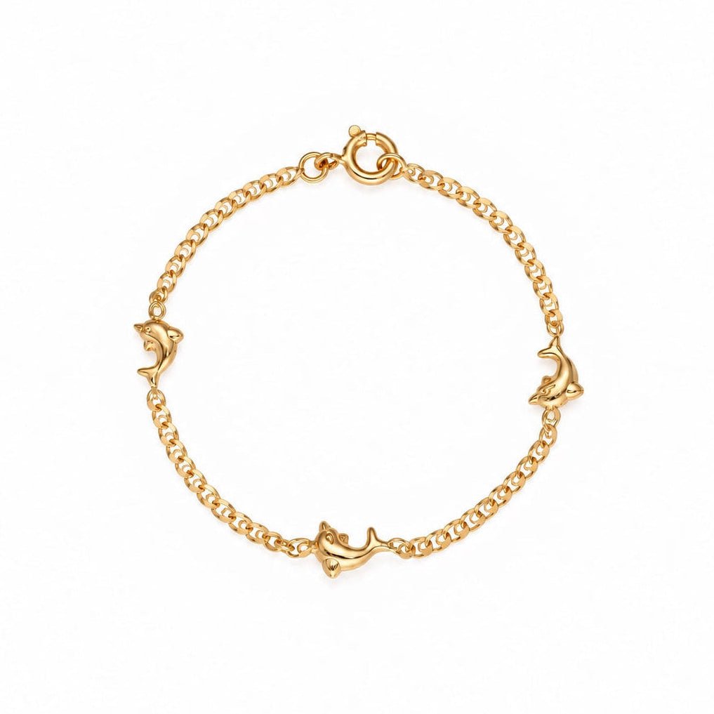 Pulseira para Criança com Golfinhos em Ouro 19kl (15cm) - Loja do Ouro
