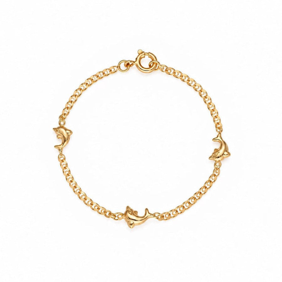 Pulseira para Criança com Golfinhos em Ouro 19kl (15cm) - Loja do Ouro
