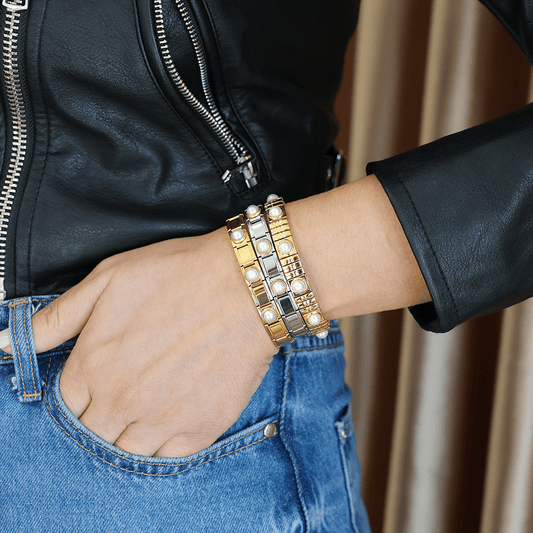 Pulseira Pearl em Aço com Pérolas - Loja do Ouro