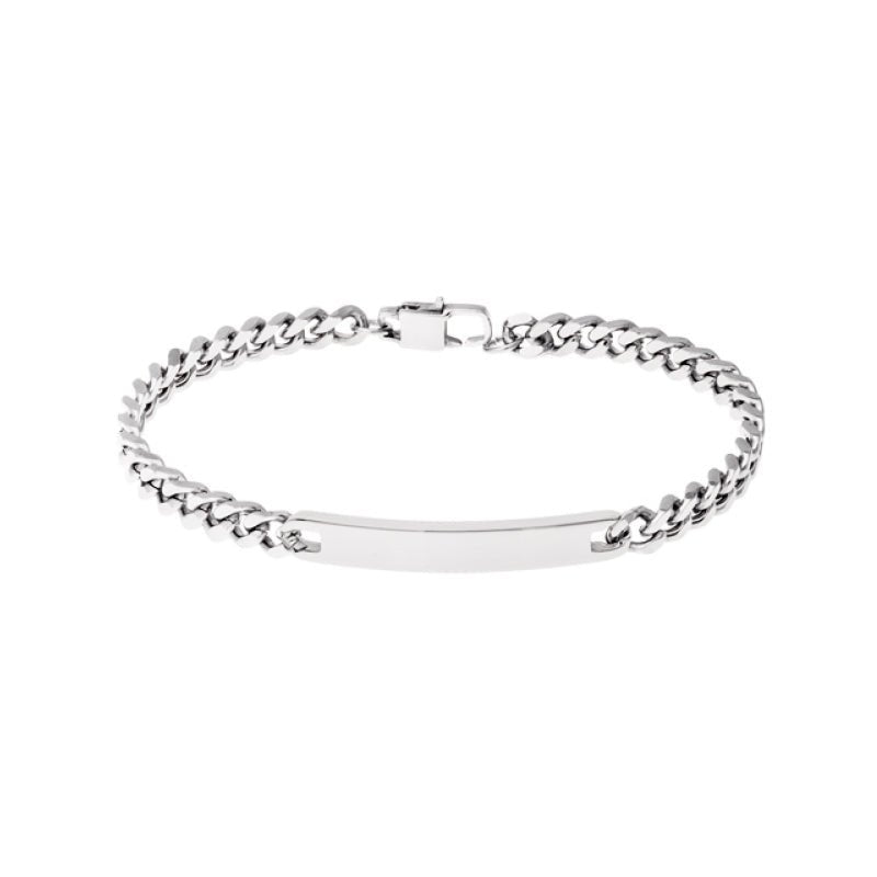 Pulseira Pegasus em Aço com Chapa Comprida - Loja do Ouro