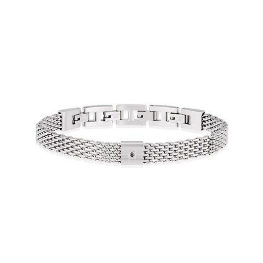 Pulseira Poseidon em Aço com Zircão Negro - Loja do Ouro