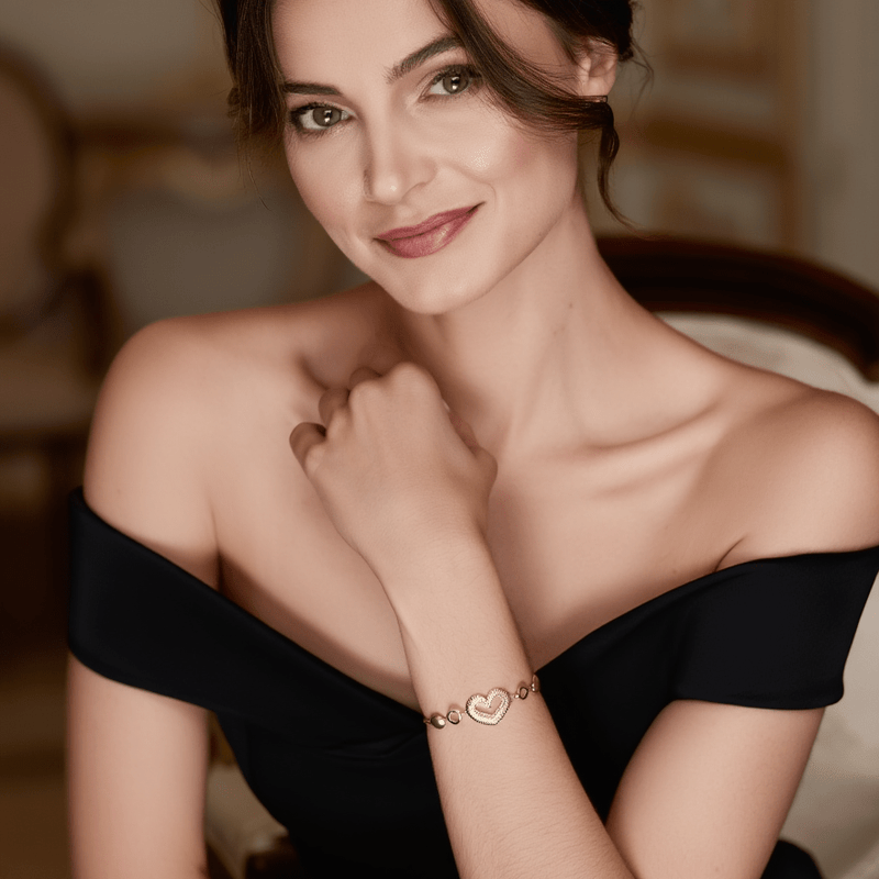 Pulseira Reflexo Coração em Prata Dourada (15cm) - Loja do Ouro