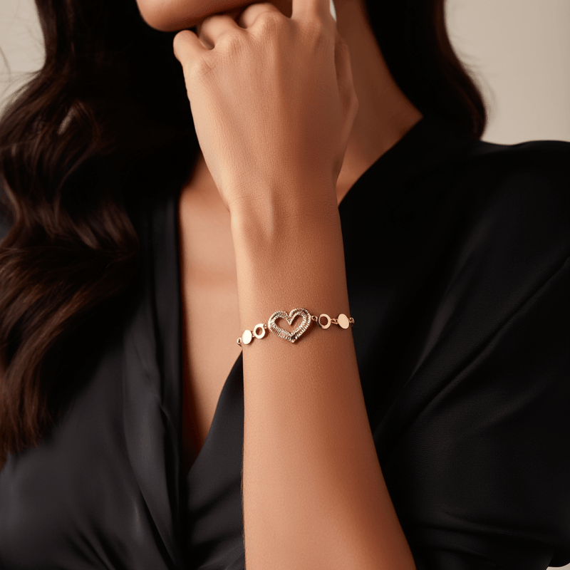 Pulseira Reflexo Coração em Prata Dourada (15cm) - Loja do Ouro