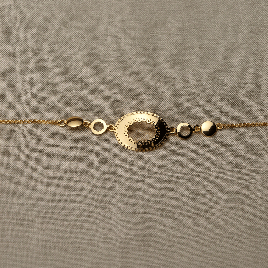 Pulseira Reflexo em Prata Dourada (15.5cm) - Loja do Ouro