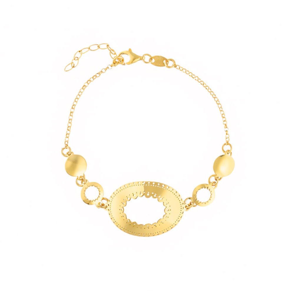 Pulseira Reflexo em Prata Dourada (15.5cm) - Loja do Ouro