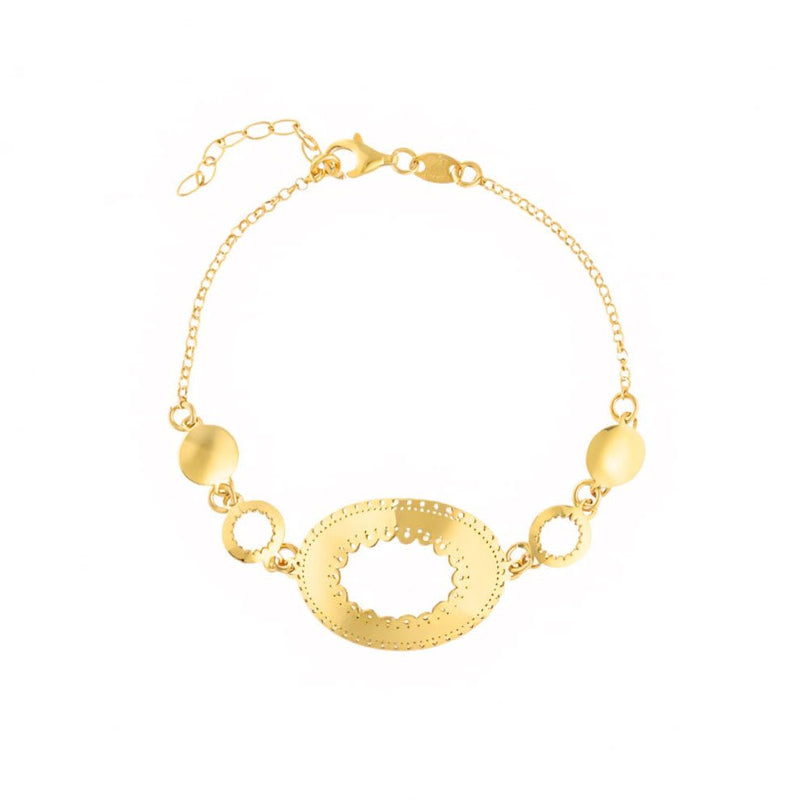 Pulseira Reflexo em Prata Dourada (15.5cm) - Loja do Ouro