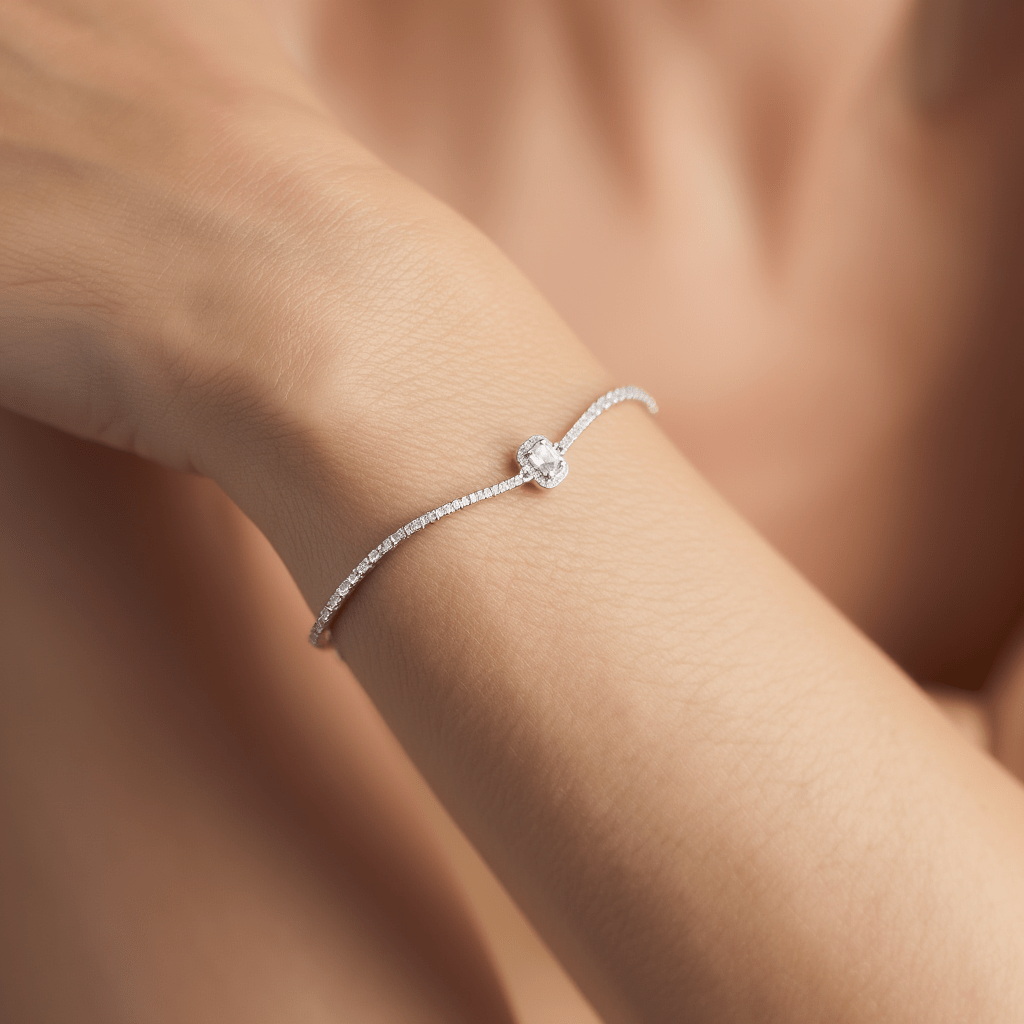 Pulseira Riviera em Prata com Zircão (15cm) - Loja do Ouro