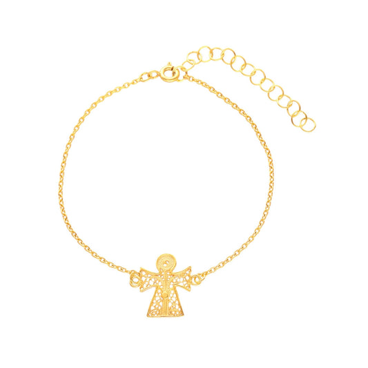 Pulseira Sentimento em Prata Dourada (15cm) - Loja do Ouro