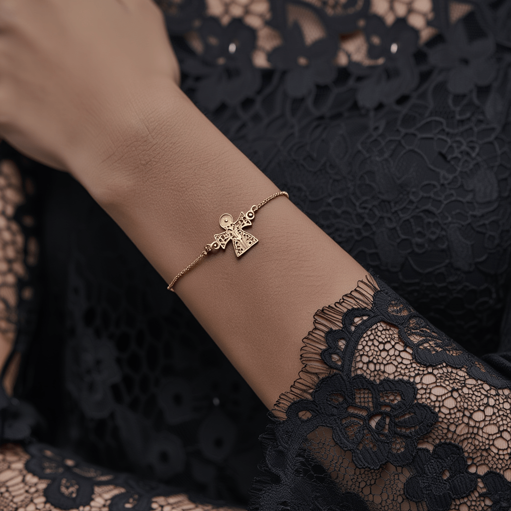 Pulseira Sentimento em Prata Dourada (15cm) - Loja do Ouro