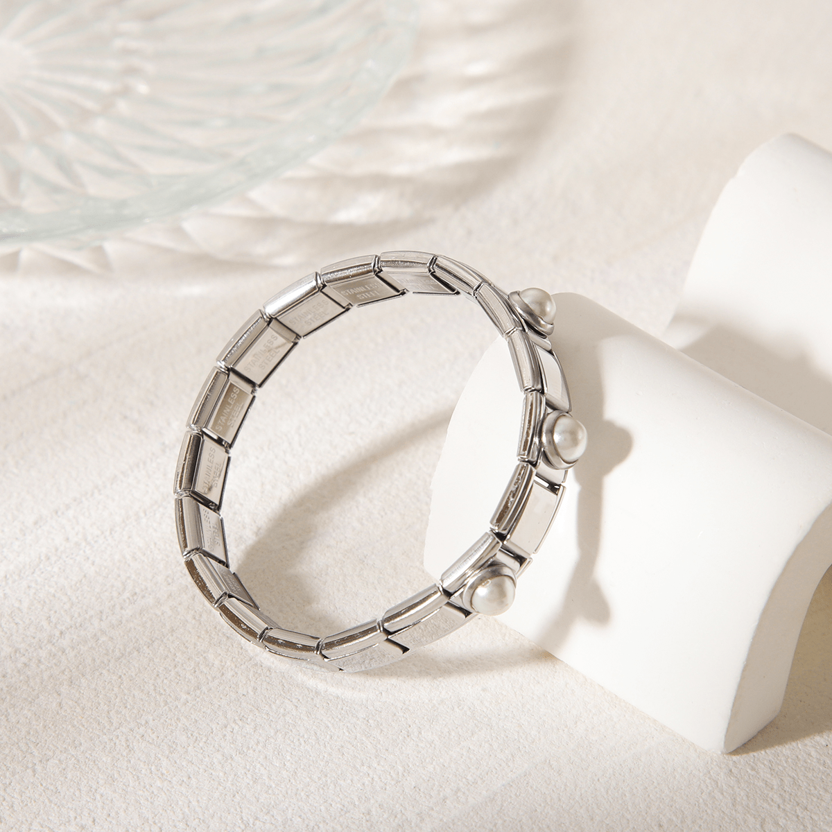 Pulseira Shine Pearl em Aço com Pérolas - Loja do Ouro