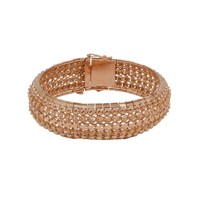 Pulsera ancha de alfombra en oro 19kl con caracoles - Gold Store Premium