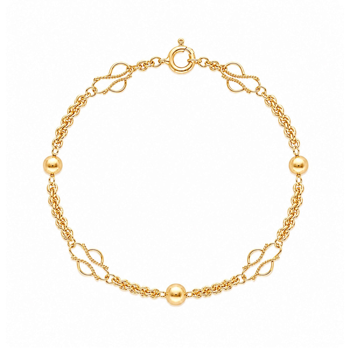 Pulseira Tradição em Ouro 19kl com Esferas (19.4cm) - Loja do Ouro