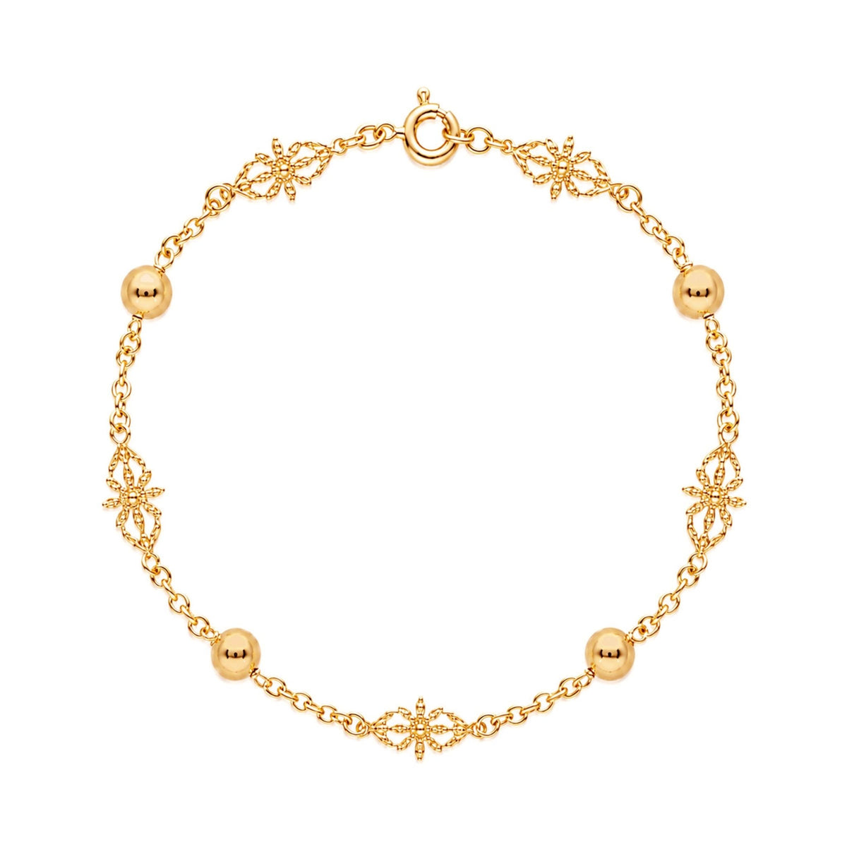 Pulseira Tradição em Ouro 19kl com Esferas (19.5cm) - Loja do Ouro