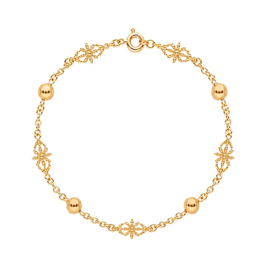 Pulseira Tradição em Ouro 19kl com Esferas (19.5cm) - Loja do Ouro