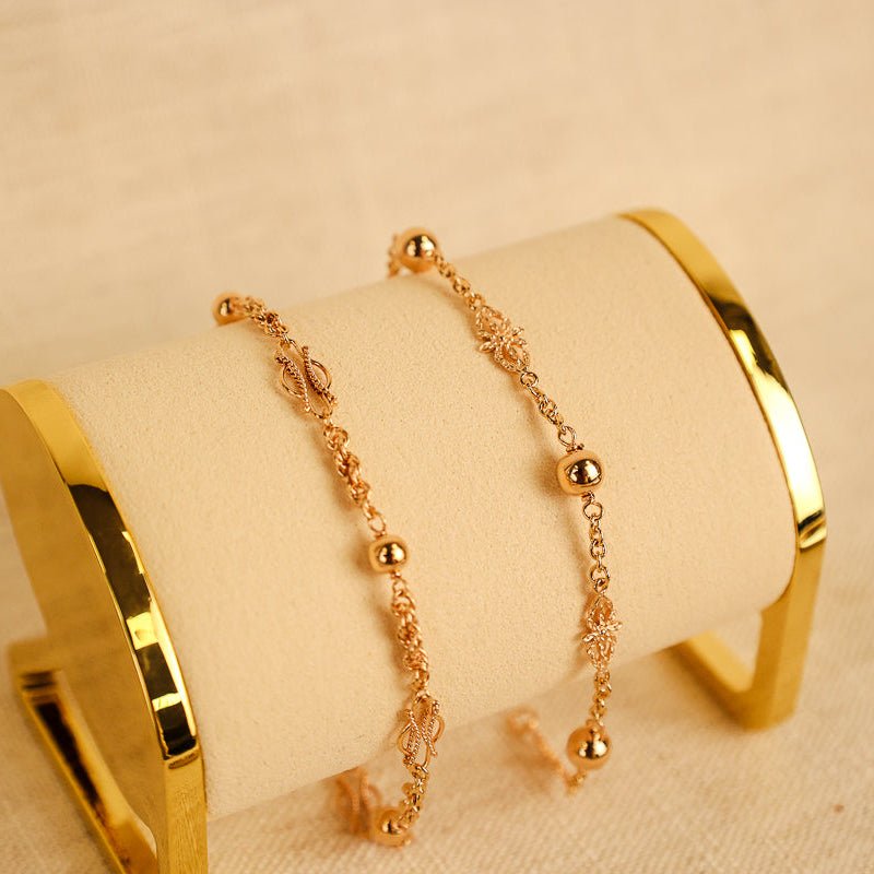Pulseira Tradição em Ouro 19kl com Esferas (19.5cm) - Loja do Ouro