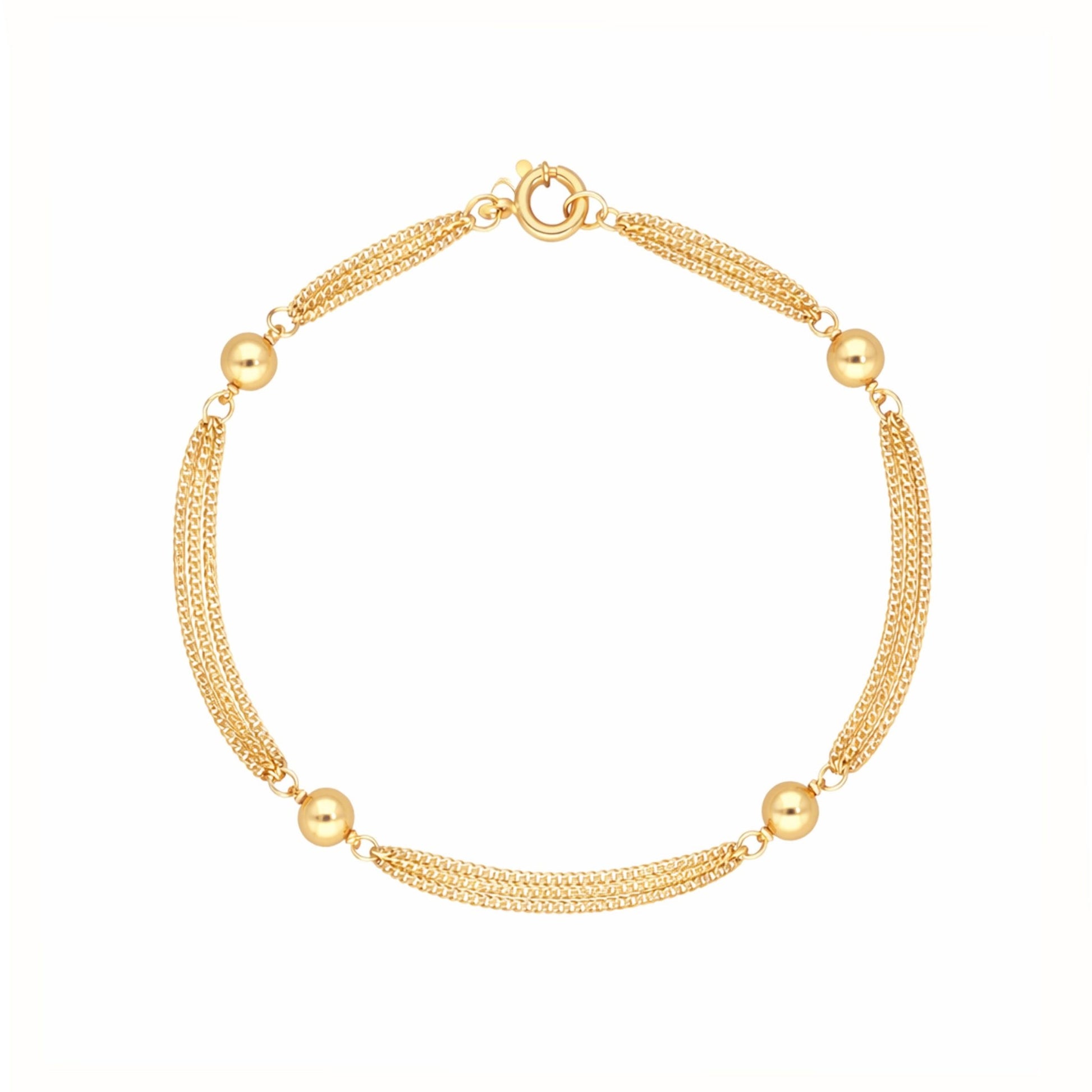 Pulseira Tripla em Ouro de 19kl com Esferas (18cm) - Loja do Ouro