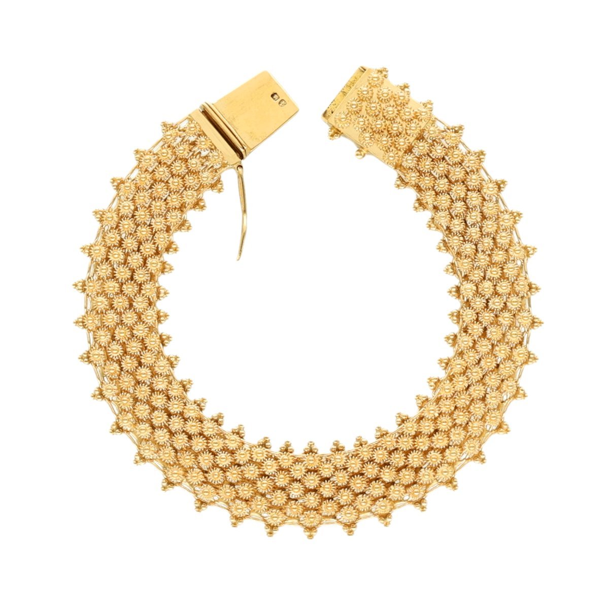 Pulsera vintage en oro 19kl con caracoles y granitos (17cm) - Gold Store Premium