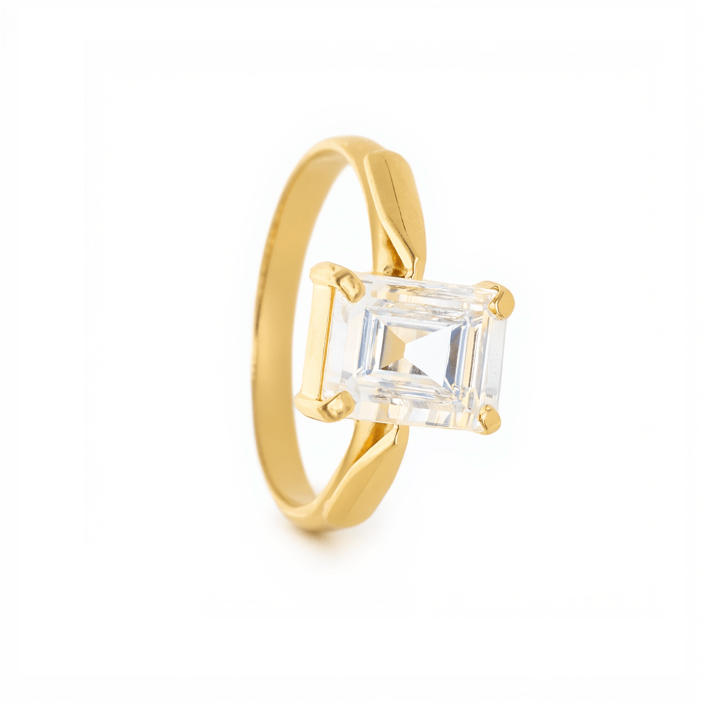 Anel em Ouro 19kl com Zircão ao Centro (T23)