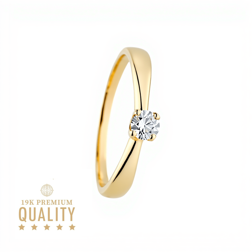 Solitaire Ring in 19k Gold with Zirconia