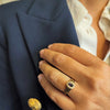 Anel de Curso em Ouro com Ametista e Diamantes (T16) Loja do Ouro