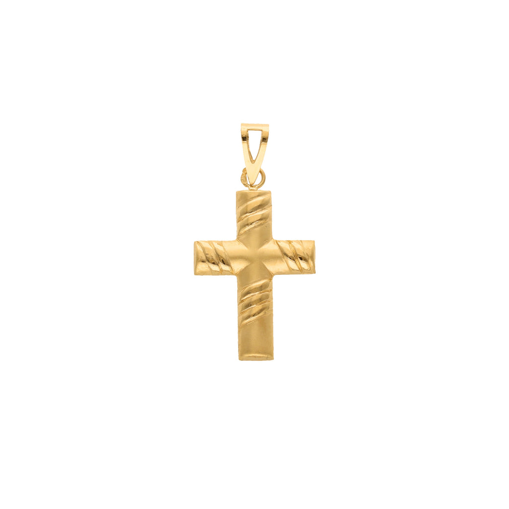 Cruz Estilizada em Ouro com efeito escovado Loja do Ouro